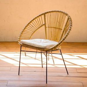 E473 티크원목 카페 천연라탄 의자