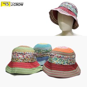 마혼방 플라워 챙배색 코튼 와이어 벙거지 버킷햇 JCCS-21NFWC17