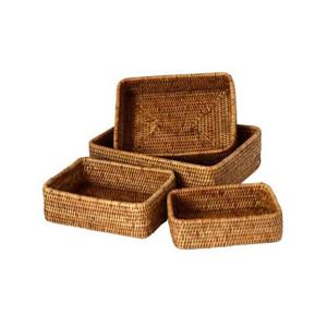 미얀마 천연 라탄 스몰 직사각 바구니 L BK038