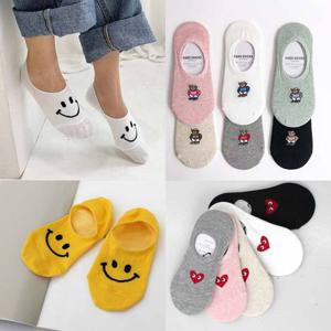 귀여운 스마일 하트 곰돌이 포인트 페이크삭스 여성 덧신