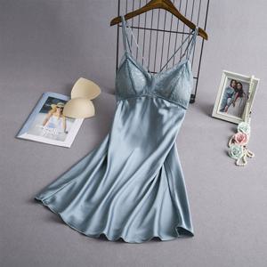 여성 슬립나시 원피스 인조실크 끈 잠옷 캐미솔 3242