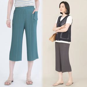 애비뉴투지 엄마옷 국내산 플리츠 여름 밴딩 7부 통바지 P06114