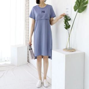 반팔 76 면수유원피스 여름 지퍼형 수유복 임부원피스