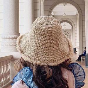 여름 바캉스 여자 밀짚벙거지 챙 모자 보넷