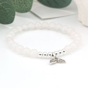 SG020-화이트칼세도니6mm+실버 925 고래꼬리 원석 염주 은 팔찌