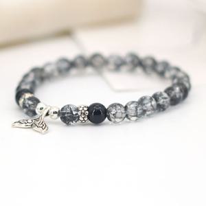 SG038-블랙버스트플라워 6mm+실버 925 고래꼬리 원석 염주 팔찌