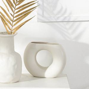 세라믹 도자기 꽃병 링 화병 [북유럽 인테리어 디자인 오브제]