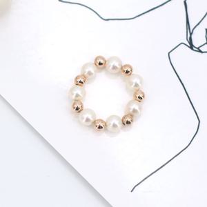 SG-R002-로즈 골드 볼4mm+담수 진주 패션 원석 링 비즈 은 반지