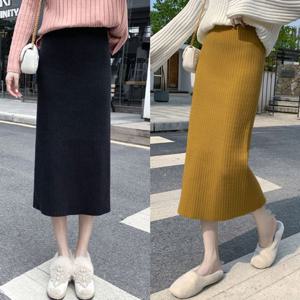 골지니트스커트 밴딩 H라인 골지 니트 스커트 HH B69