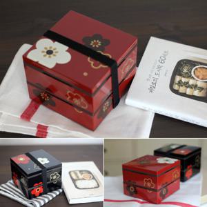 하코야 미니 매화2단 사각찬합12cm/하코야도시락