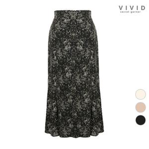 [VIVID SG] 잔꽃무늬 지퍼밴딩 훌스커트 VS132003