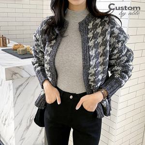 [한정/특가]도톰 하운드투스 오픈 가디건_[C2110CD063D]