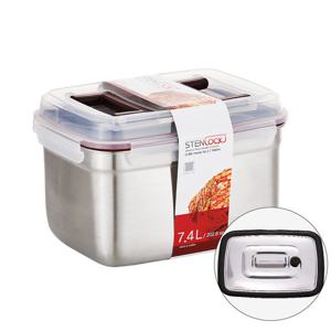 스텐락 큐브 진공누름독 스텐 김치통 3호 7400ml (진공판포함)