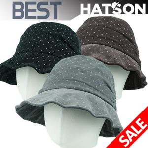 [햇츠온]HatsON 여성 벙거지 도트 버킷햇 챙 햇 모자 H1-3304 AA