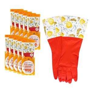 명진 기모 고무장갑 10켤레 면코팅 긴 팔목 겨울 김장장갑