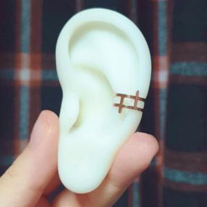 써지컬스틸 해시태그 이어커프 실버 골드 로즈골드