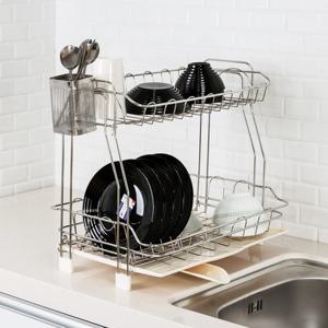 올비아 자동 물빠짐 스텐 식기건조대 주방 선반 2단