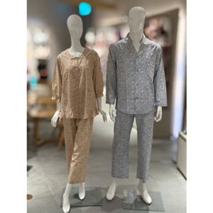 [비너스]면모달 파스텔 옐로우 잔꽃나염 커플파자마SET (VPA4405W VPA4405M)