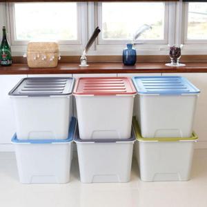 대용량 화이트블럭 수납 정리 리빙박스 90L 3개