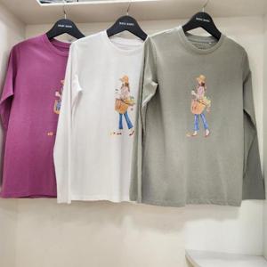 뱅뱅 HC15 뱅뱅 가을 여성 예쁜 프린트 면 기본 긴팔 티셔츠 NTK709