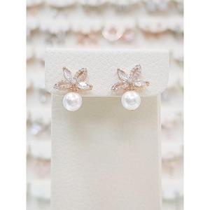 볼라레 세이브존01 드레시 진주 큐빅 꽃 볼드 귀걸이 spe1194