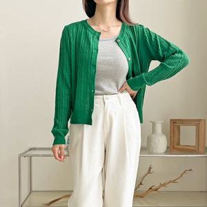 샵앤) 여성 라운드 꽈배기 니트 가디건 21DS-WCD-3781-그린