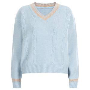 샵앤) FW 국내산 여성 배색 V넥 니트티 BOM-WKN-20085-소라