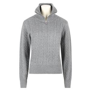 [리빌모아]여자 꽈배기 반목 반집업 모달 니트 SGW-KN-Q053-차콜