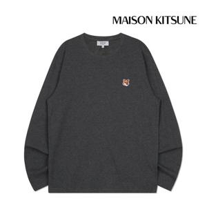 메종키츠네 긴팔티셔츠 폭스 헤드 패치 레귤러 롱슬리브 남성 다크그레이 LM00108KJ0008-H170