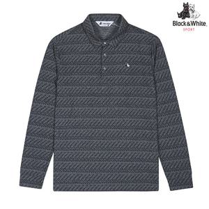 [블랙앤화이트] 남성 여름성 긴팔 패턴 프린트 티셔츠 9375GZPP_GREY