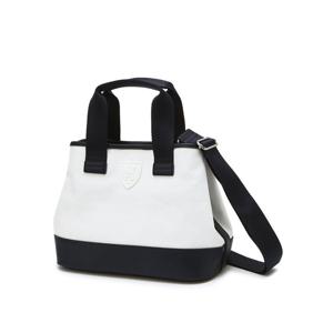 헤지스 골프 여성 25SS 아이보리 여성 가죽배색 코튼 토트백 HWBA5E104IV