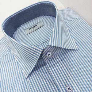 [레노마셔츠]슬림핏/ 카라.소매 안 배색  /스판 / 스트라이프 긴