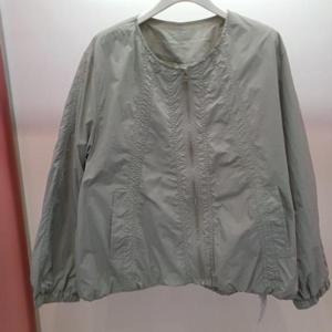 Destijl HC06 구김 없는 소매 밴딩 라운드 집업 벌룬 점퍼 D2513jp10M