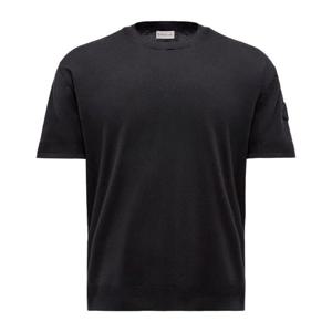 몽클레어 라운드 넥 블랙 실크 코튼 니트 티셔츠 9C00011 M6329