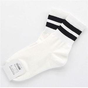 여자 발목 줄무니 중목 양말 데일리 패션 삭스 흰검