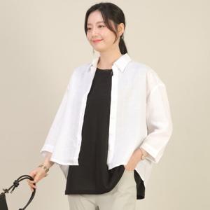 애비뉴투지 엄마옷 린넨 뒤주름 셔링 루즈핏 여름 칠부 블라우스 B05454