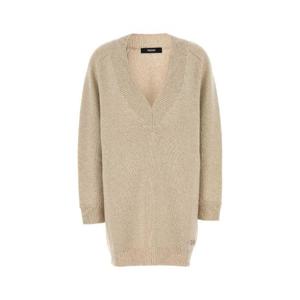 VERSACE Melange beige wool blend sweater dress 10178201A11287 2KQ20