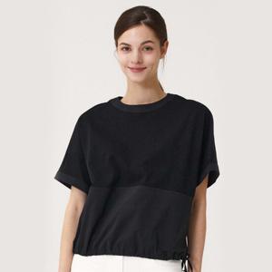 샵앤) 여성 라운드넥 투톤 밑단 스트링 반팔 블라우스 CL-WBL0441