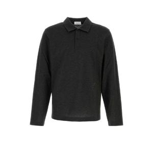 SALVATORE FERRAGAMO Graphite cotton blend polo shirt 144741786358 LEADGREY