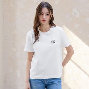 [캘빈클라인 진](47AB801)여성 레귤러핏 스몰 모노그램 로고 반팔 티셔츠