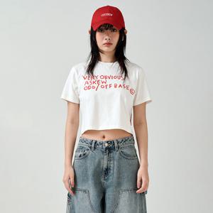 우먼 레터링 크롭반팔 티셔츠 BPBTS782F