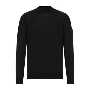 스톤아일랜드 블랙 크루넥 패치 디테일 울 스웨터 K2S155100074