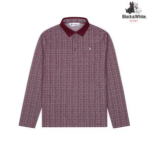 [블랙앤화이트]남성 글렌체크 패턴 자가드 티셔츠 9034GXZP_WINE