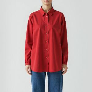 샵앤) 여성 루즈핏 무지 카라넥 3컬러 긴팔 면100 셔츠 EGG-WBL-20772-레드