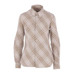 버버리 그레이 체크 슬림핏 코튼 셔츠 8115964 C3950