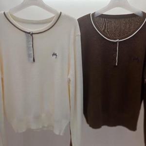 Destijl HC06 짧은 깔끔하고 부드러운 맥라운드 긴팔 니트티 D2533sw02