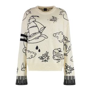 핀코 스톤 장식 리브 크루넥 울 스웨터 105427A2PK ZE1