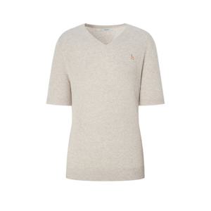 헤지스 여성  베이지 멜란지 면혼방 반소매니트 HSSW5BC41I3