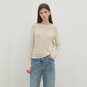 [올리브데올리브]페미닌 롱 슬리브 티셔츠 (OW5AE822-GB)