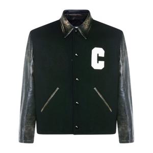 셀린느 울 바디 가죽 소매 스냅 버튼 재킷 RV0TV814E 38NO